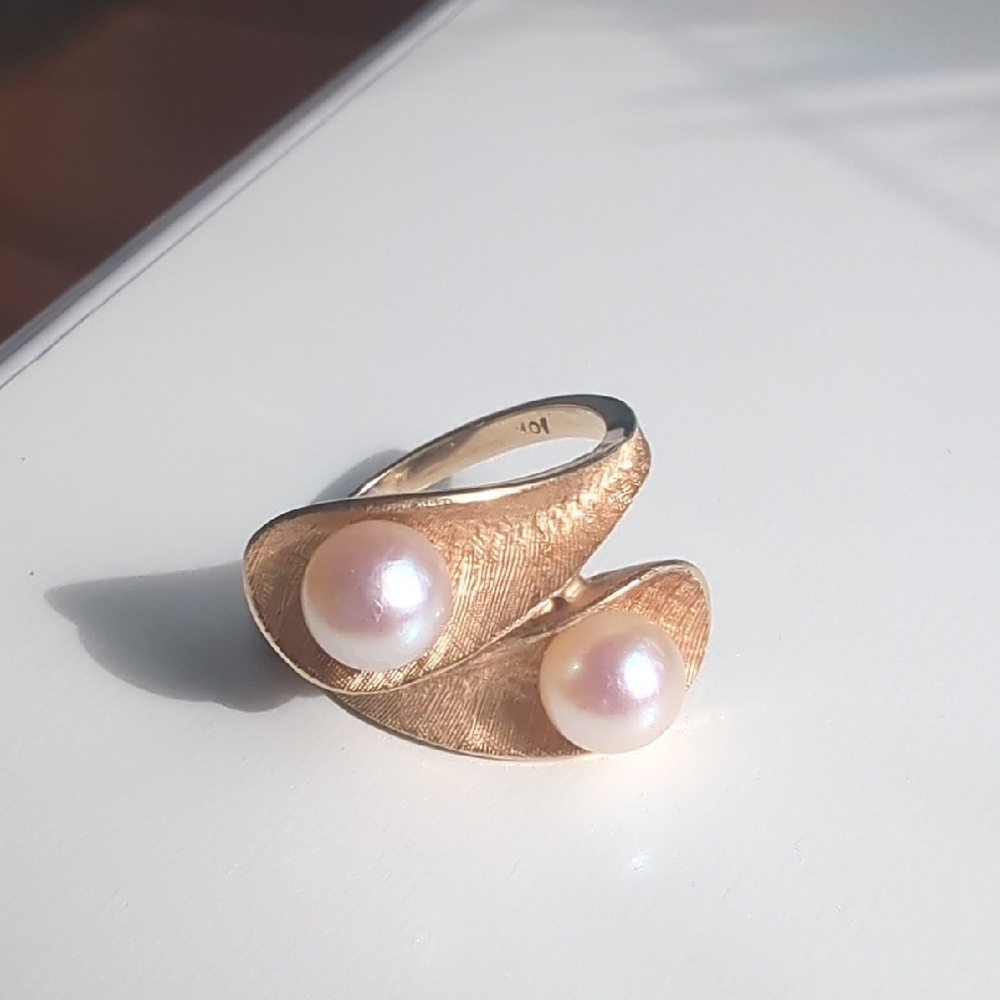 Vintage 10K Gold Pearl Ring Size 6